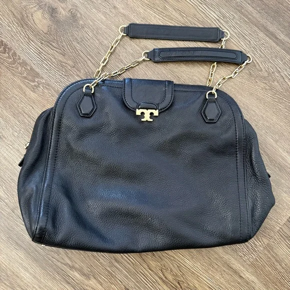 Tory Burch Black/Gold Leather Purse - Picture 2 of 6